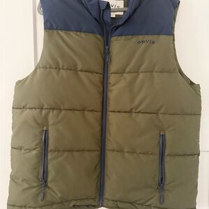 Orvis Olive and Navy Puffer Vest